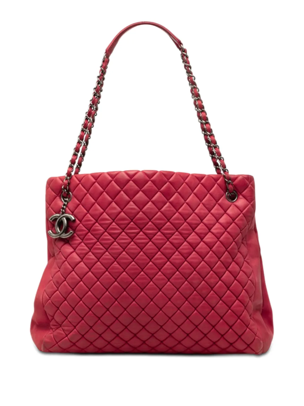 CHANEL Pre-Owned 2012-2013 Large Quilted Iridescent Calfskin New Bubble tote bag - Rosso