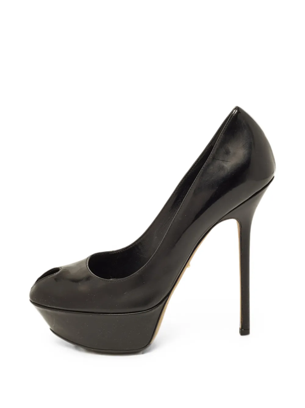 Sergio Rossi patente leather peep-toe heeled pumps - Black