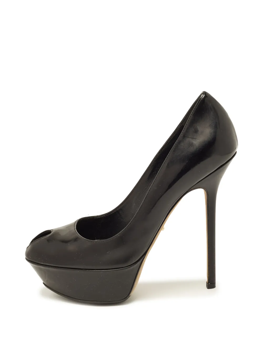 Sergio Rossi patente leather peep-toe heeled pumps - Schwarz