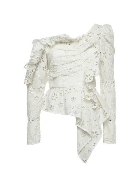 Self-Portrait floral broderie asymmetric top
