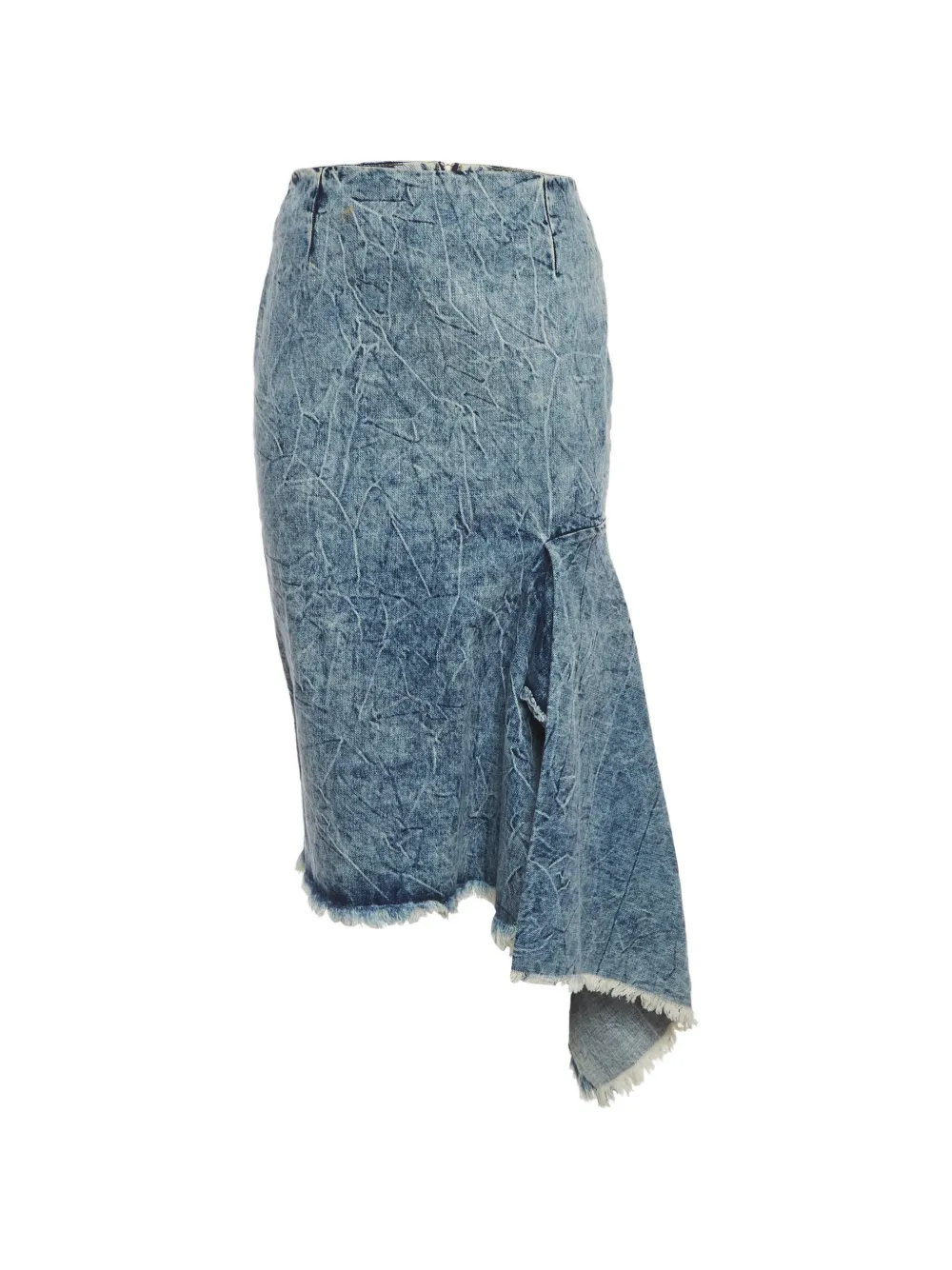 Pre-owned Balenciaga Asymmetrical Acid-wash Midi Skirt In Blue