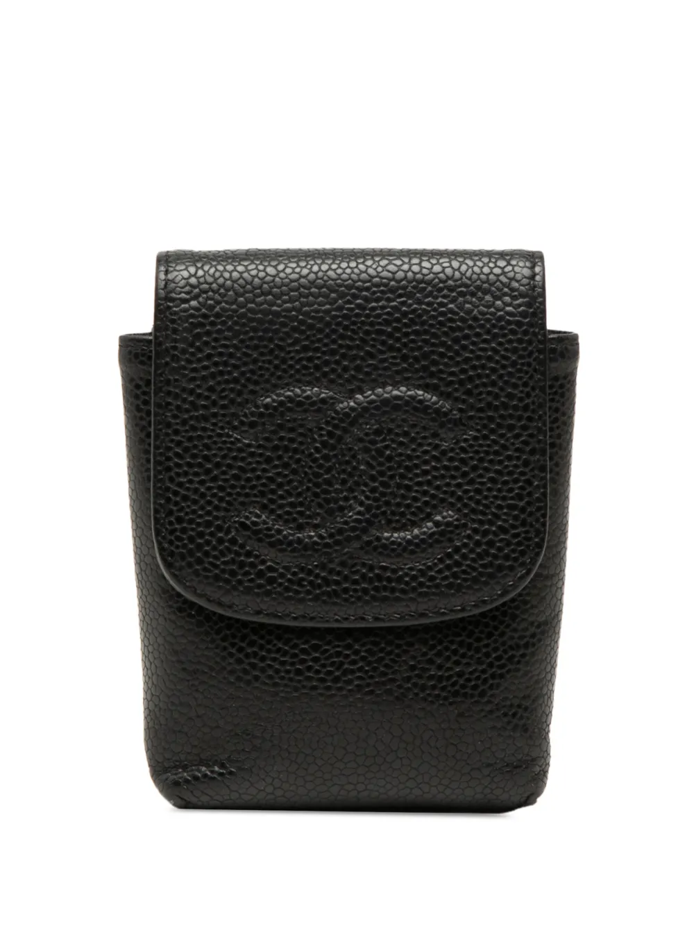 CHANEL Pre-Owned 2009-2010 CC Caviar Cigarette Case - Nero