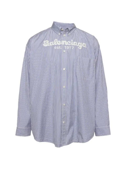 Balenciaga Pre-Owned striped logo-embroidered shirt