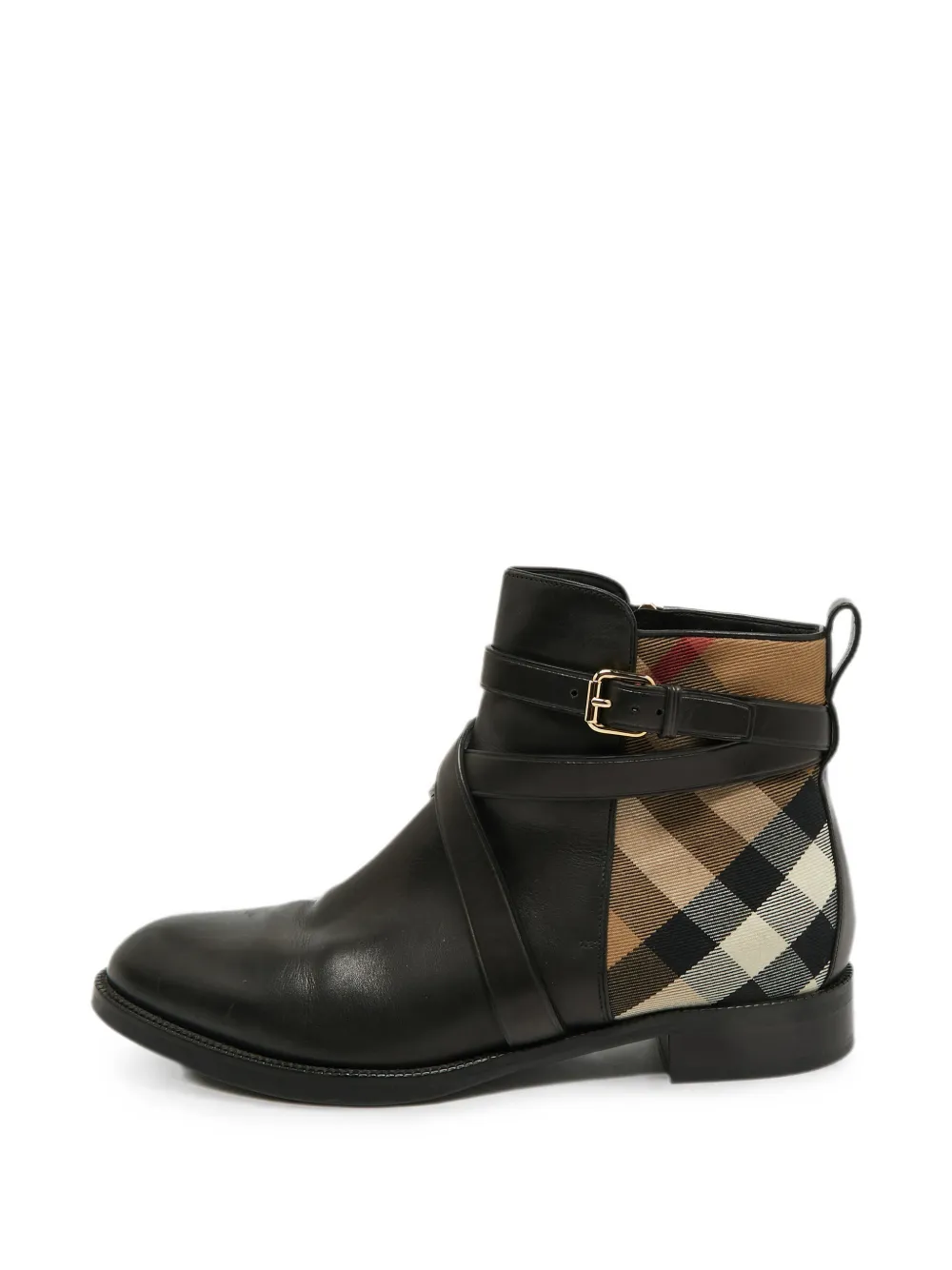 Burberry Pre-Owned check-detail ankle boots - Nero