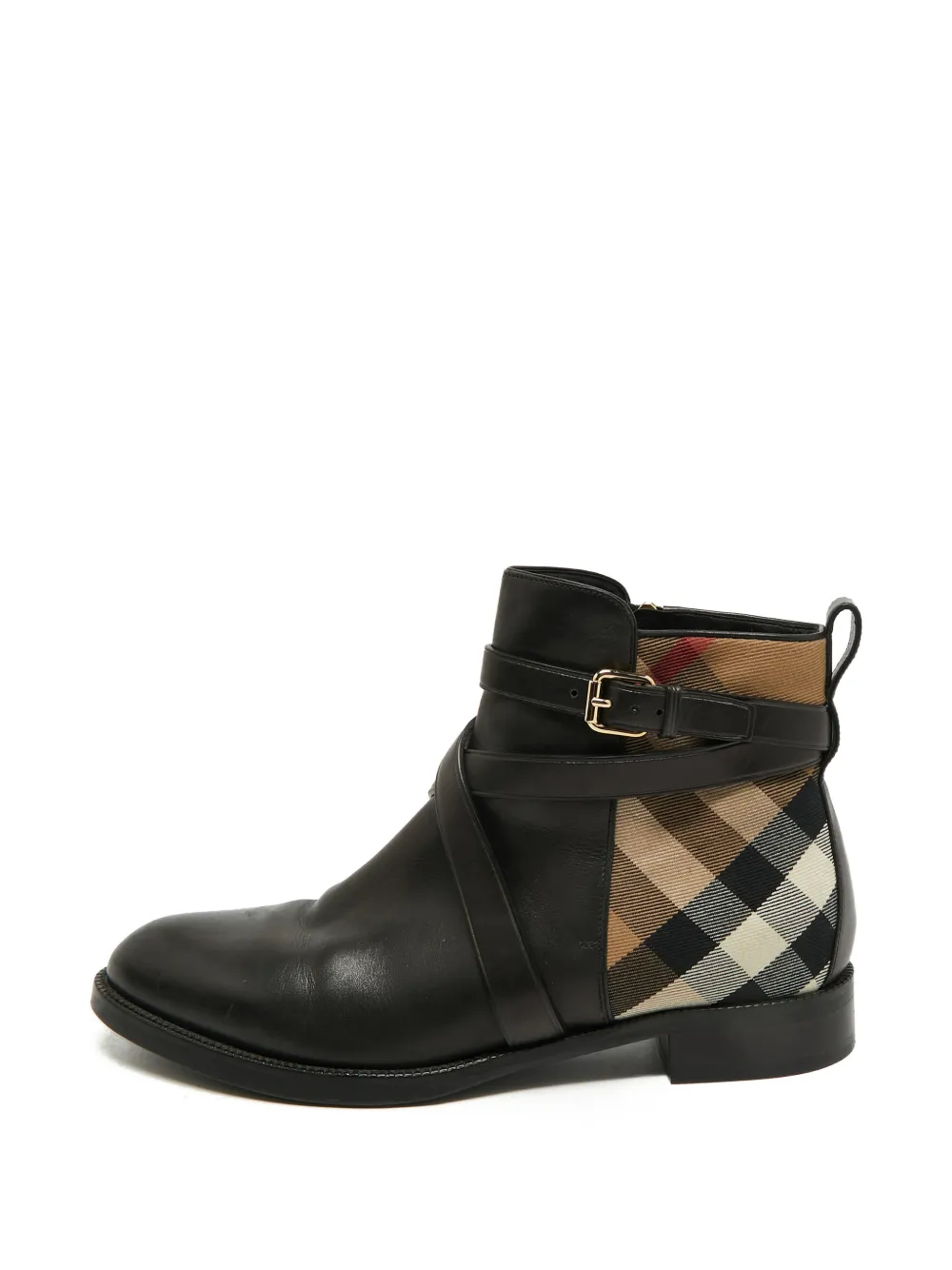 Burberry Pre-Owned check-detail ankle boots - Schwarz