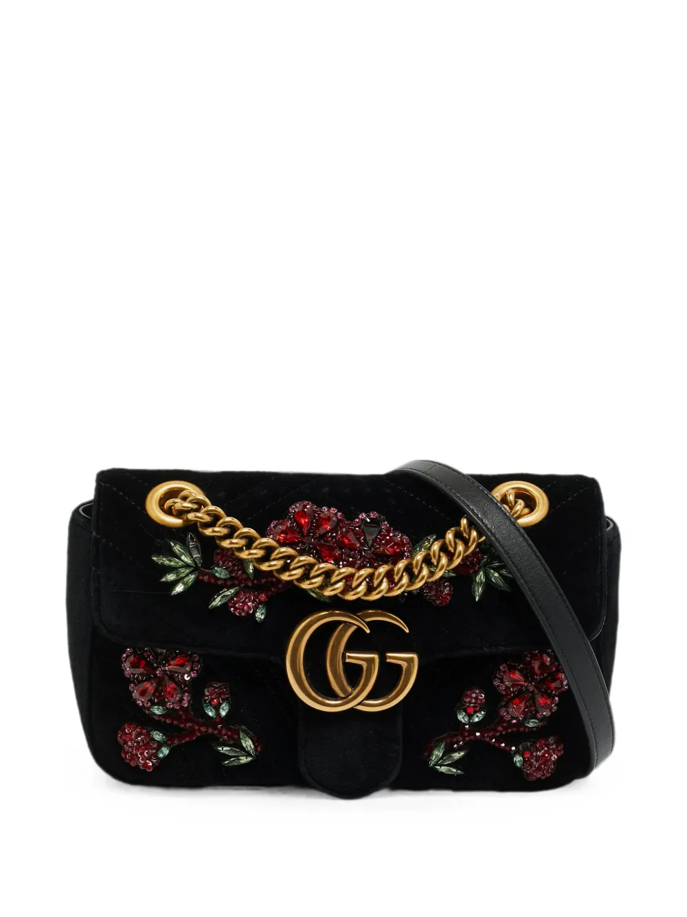 Gucci Pre-Owned mini GG Marmont crystal-embellished shoulder bag - Nero