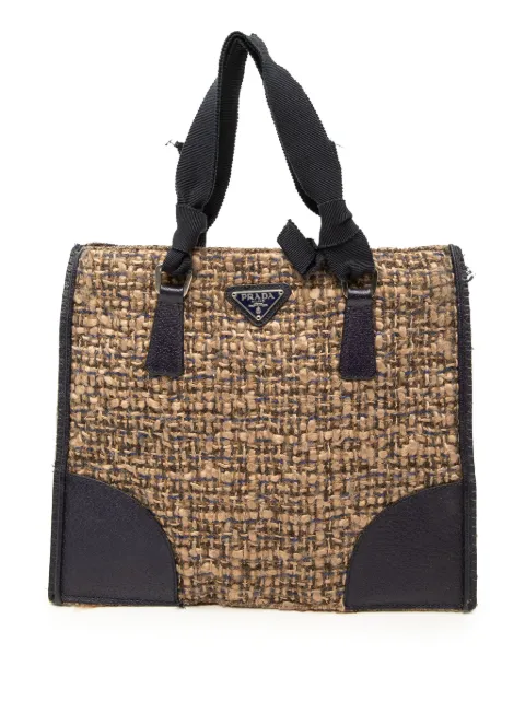 Prada Pre-Owned bolsa de mano de tweed con ribete de piel de becerro 2000-2013