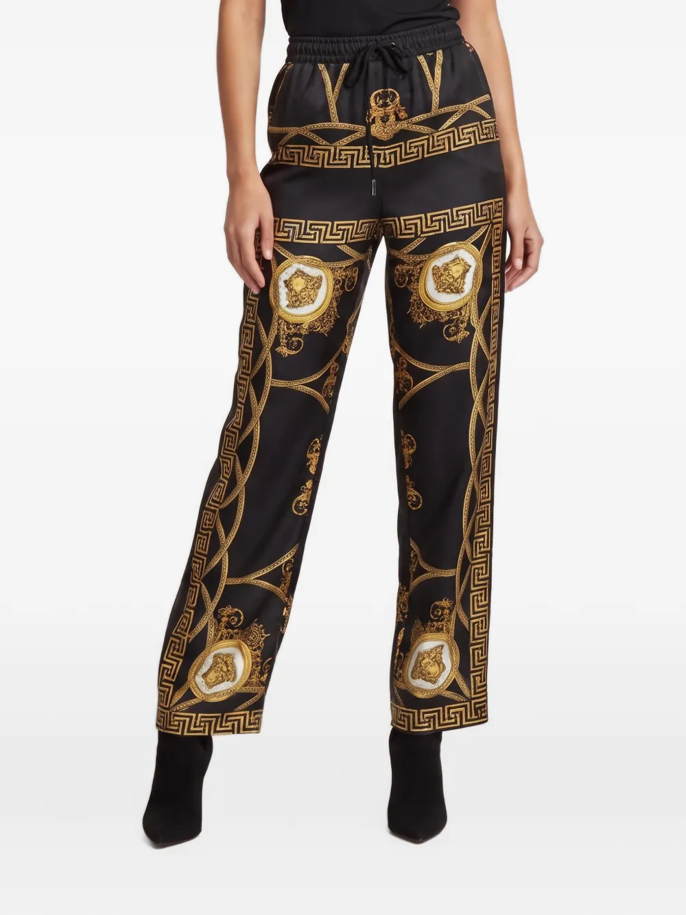 Versace Pre-Owned baroque-print wide-leg trousers - Nero