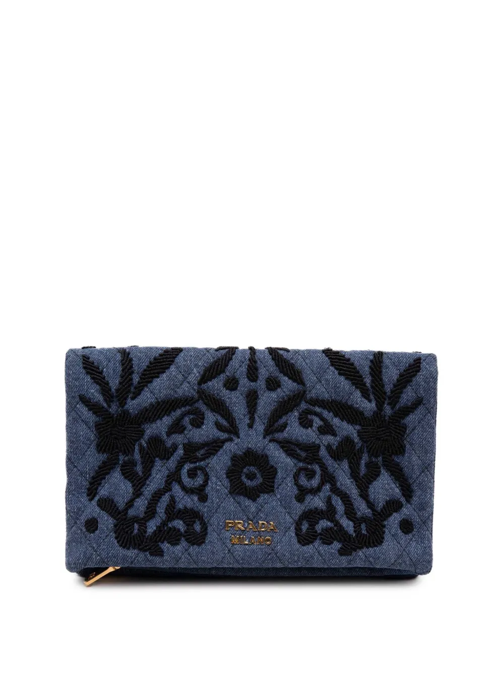 Prada Pre-Owned 2010-2013 Embroidered Denim Impunto clutch bag - Blu