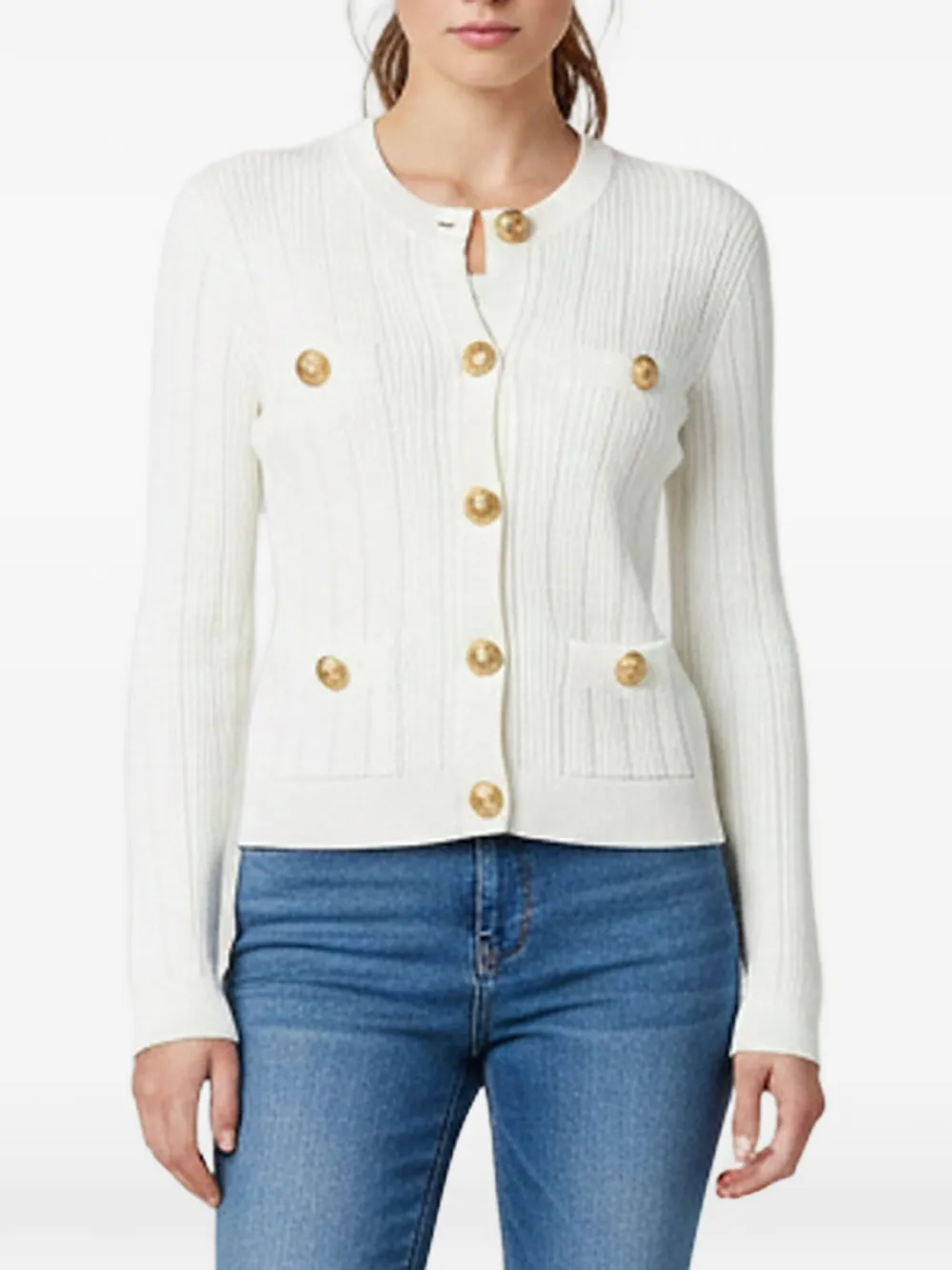 Balmain Pre-Owned button-embellished cardigan - Weiß