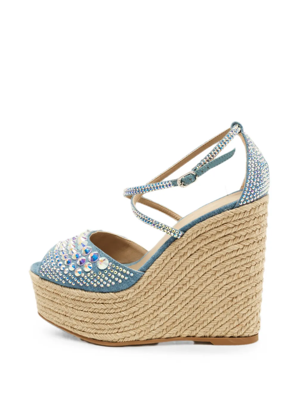 Le Silla crystal-embellished denim sandals - Blu