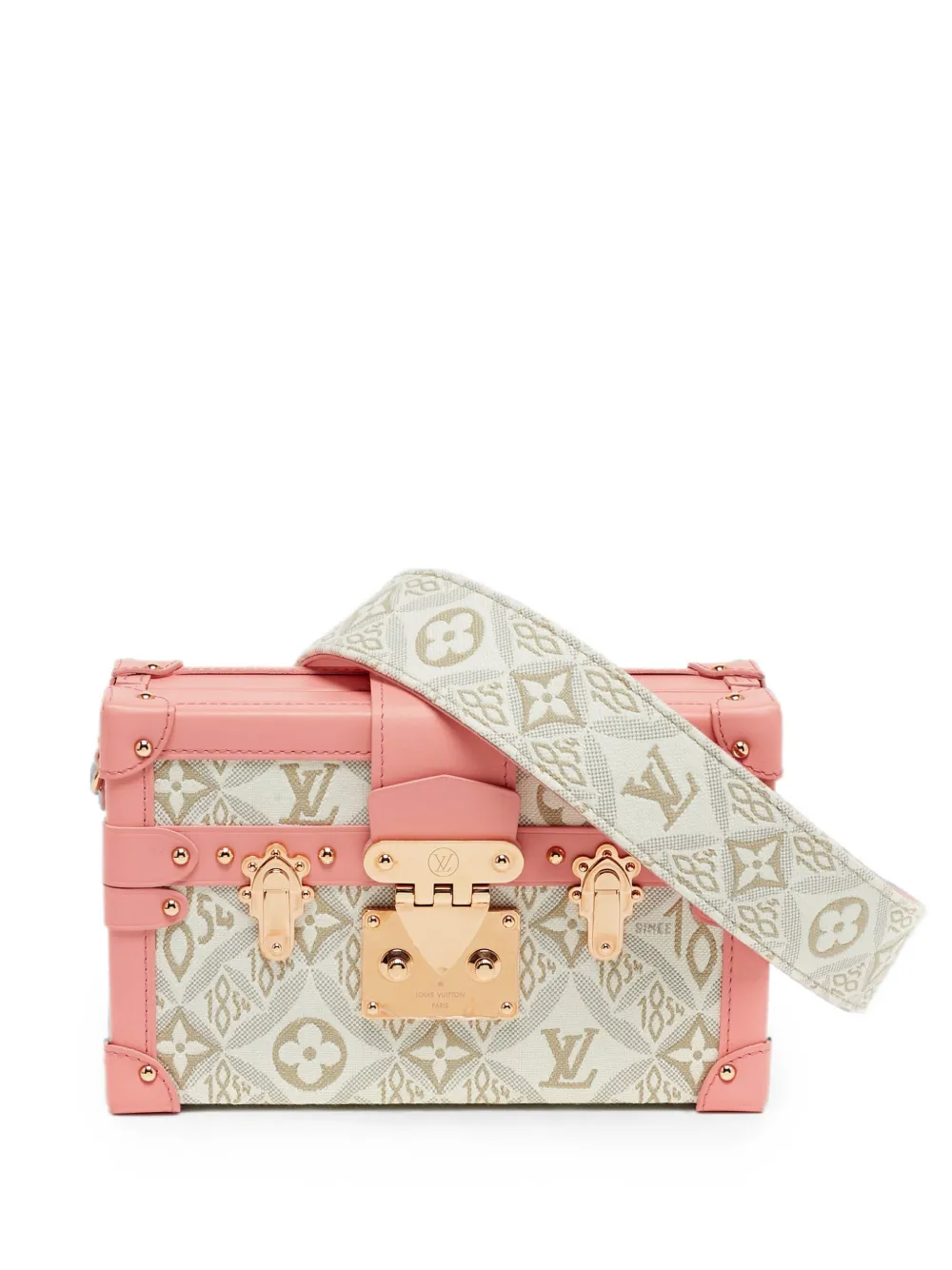 Pre-owned Louis Vuitton Petite Malle 1854 Jacquard Clutch Bag In White