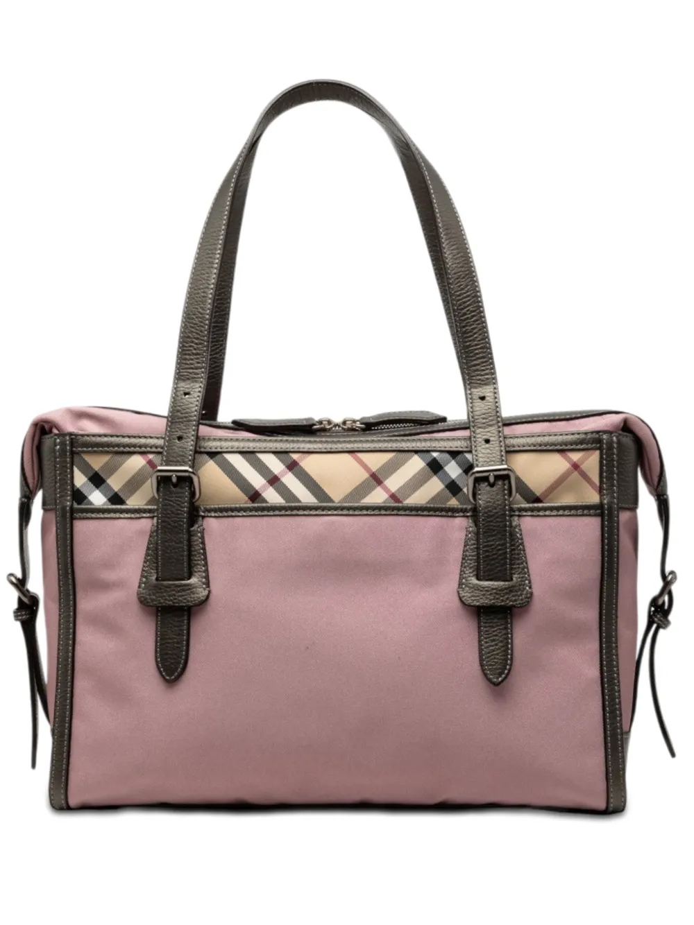 Burberry Pre-Owned 2000-2017 Nova Check and Leather Trimmed Canvas tote bag - Rosa