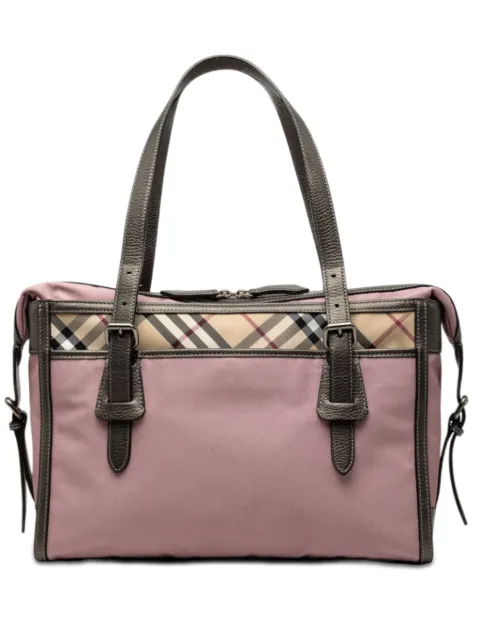 Burberry Pre-Owned 2000-2017 Nova Check and Leather Trimmed Canvas tote bag