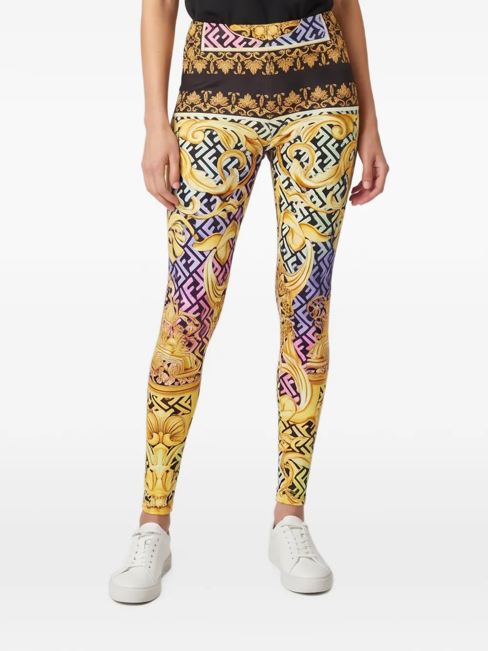 Fendi Pre-Owned Monogram baroque-print leggings - Gelb