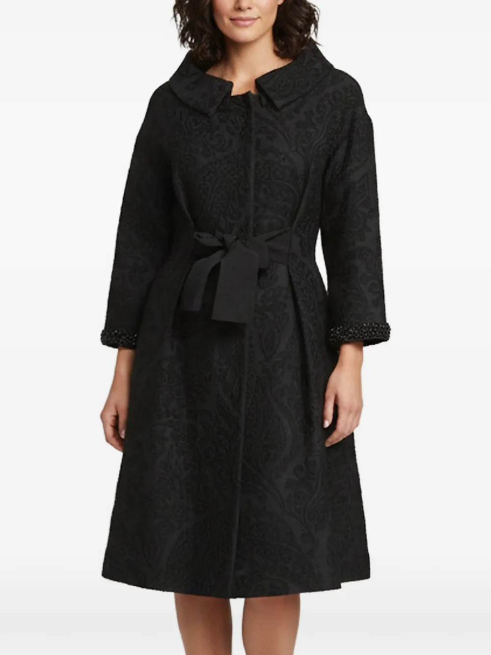 Giambattista Valli bead-embellished floral-jacquard coat - Schwarz