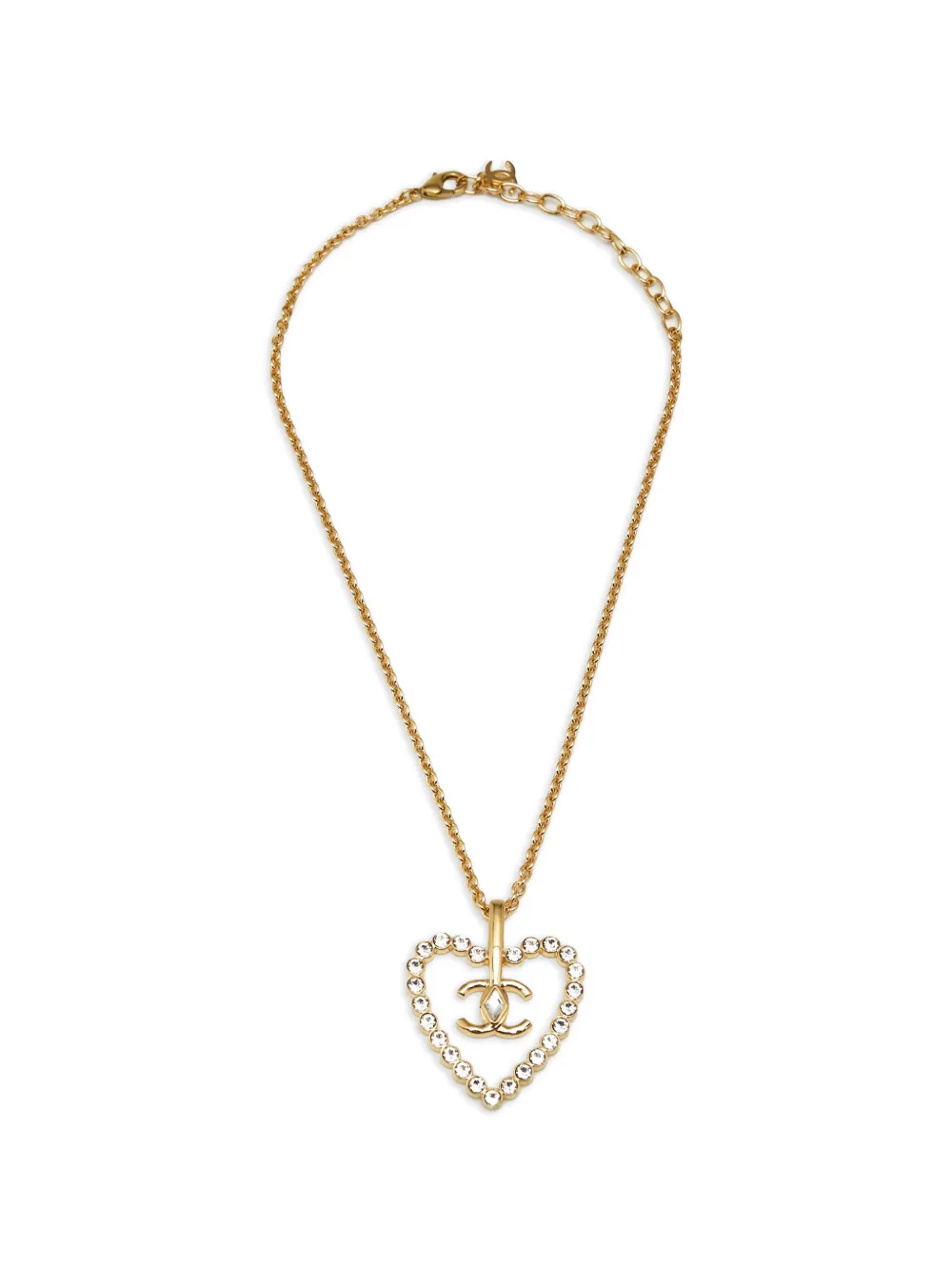 Pre-owned Chanel Cc Heart Pendant Necklace In Gold