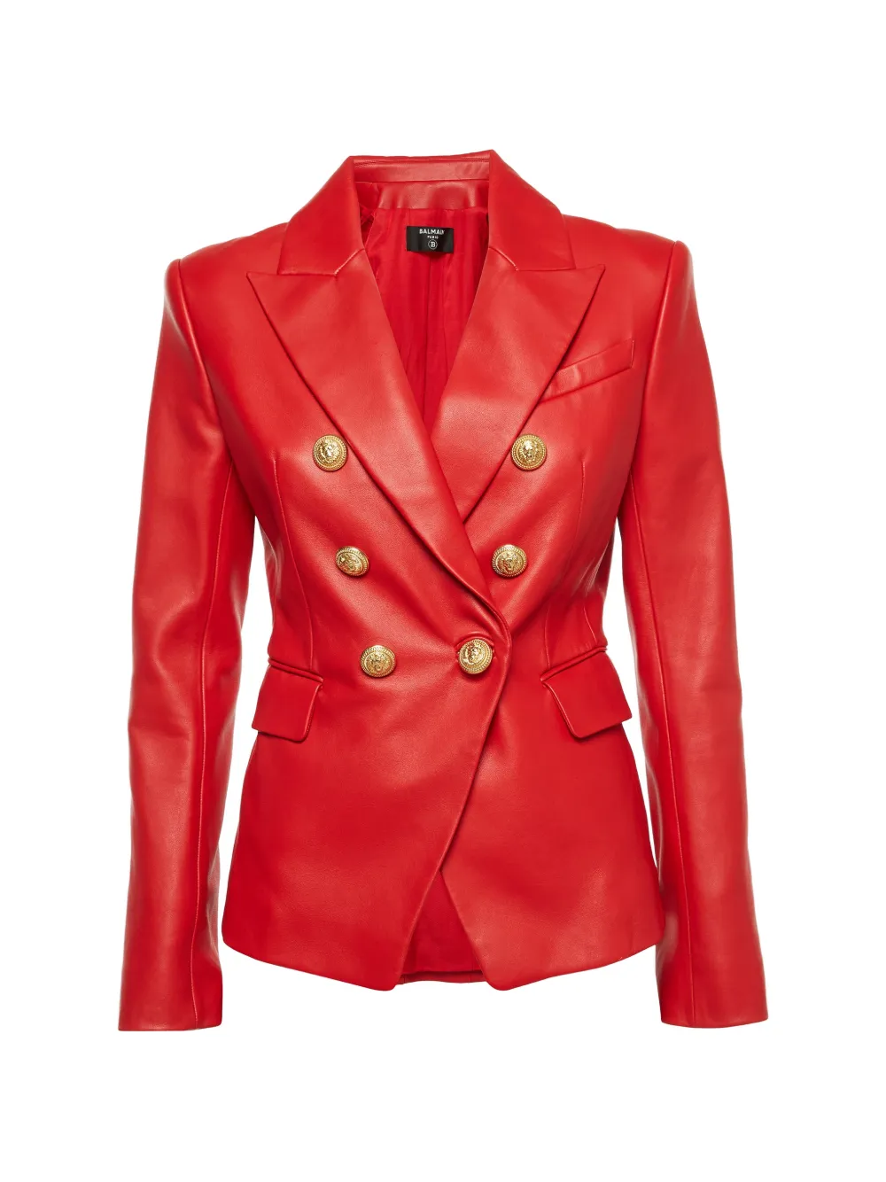 Balmain Pre-Owned Doppelreihiges Lederblazer - Rot