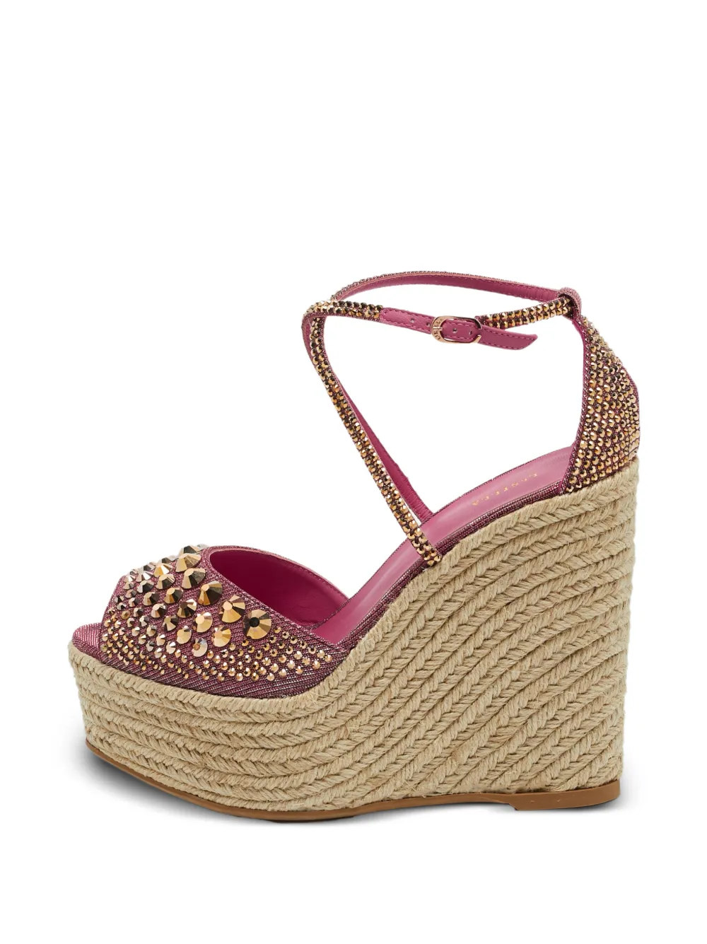 Le Silla Kristallverzierte Sandalen mit Wedge - Rosa