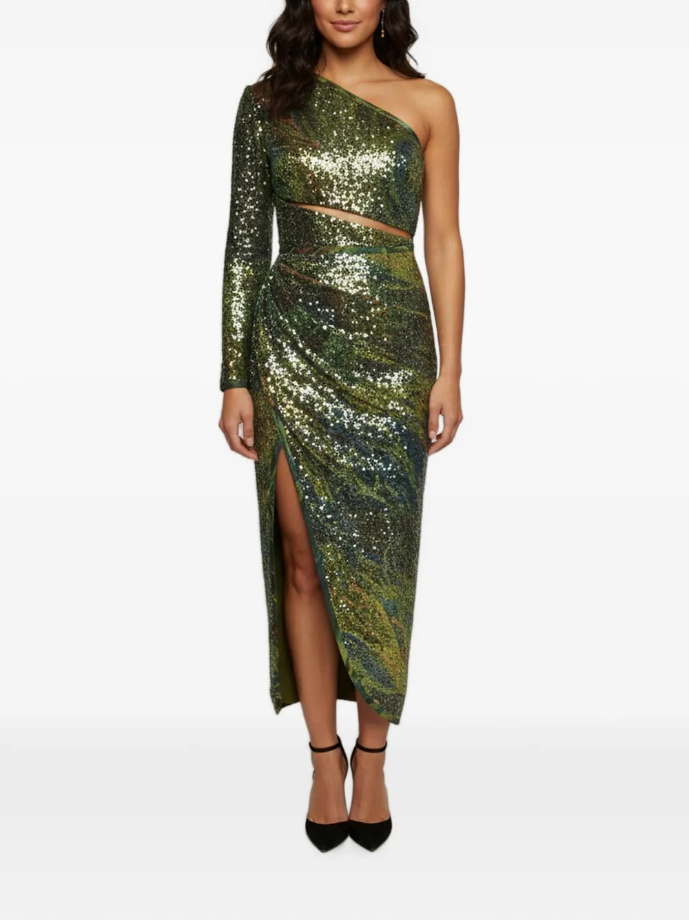 elie saab green sequin dress Sequinned Draped Maxi | Swim: Mesh Cover-Ups
