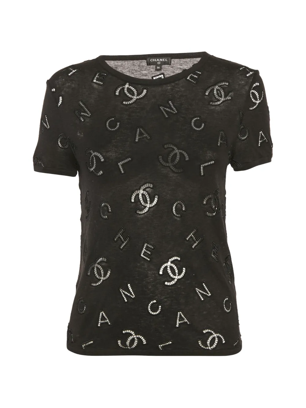 Pre-owned Chanel Cc Logo Eyelet T-shirt In Black