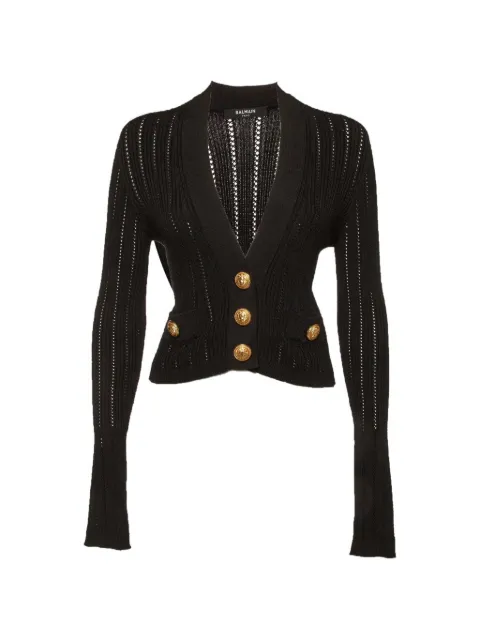 Balmain Pre-Owned pointelle-knit cropped cardigan
