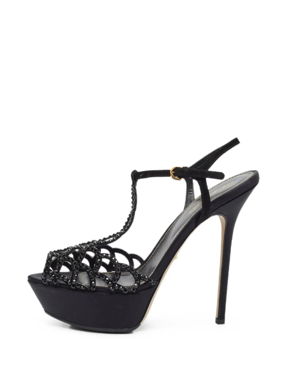 Sergio Rossi Verzierte Sandalen mit Knöchelriemen - Schwarz