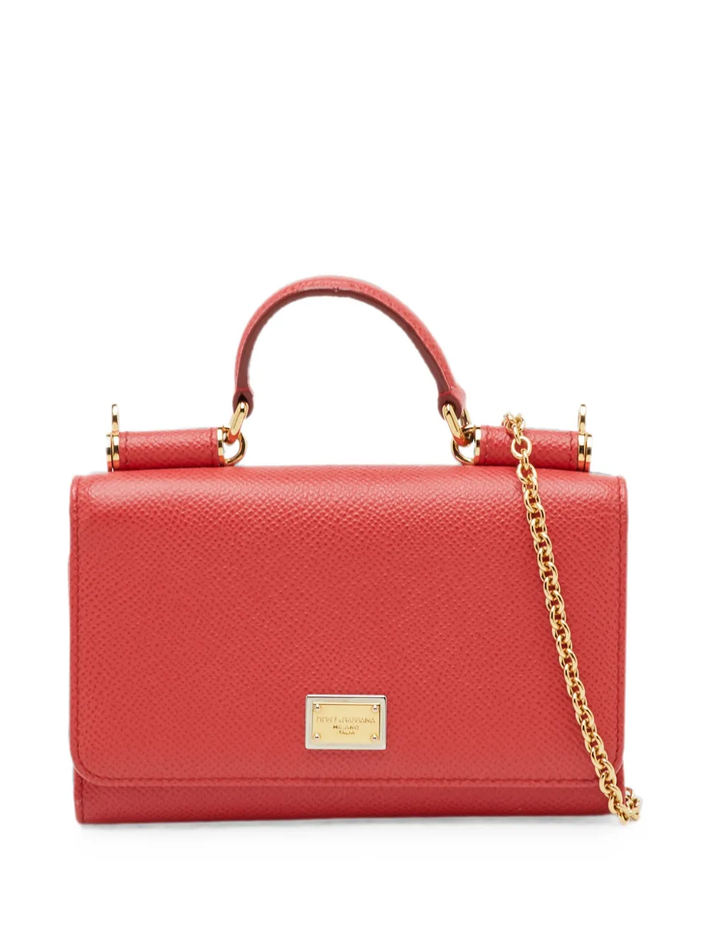 Pre-owned Dolce & Gabbana Miss Sicily Von Wallet On Chain Wallet In Red