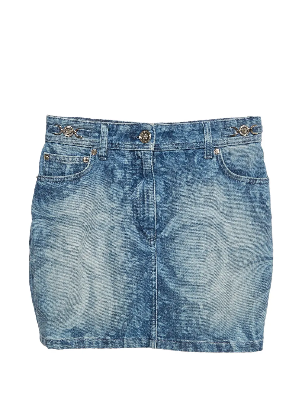 Versace Pre-Owned Jeanshemd mit barockem Print - Blau