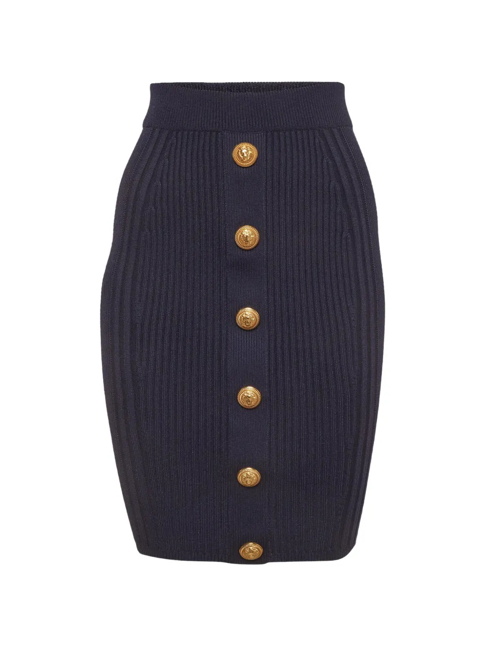 Balmain Pre-Owned ribbed-knit pencil mini skirt - Blau