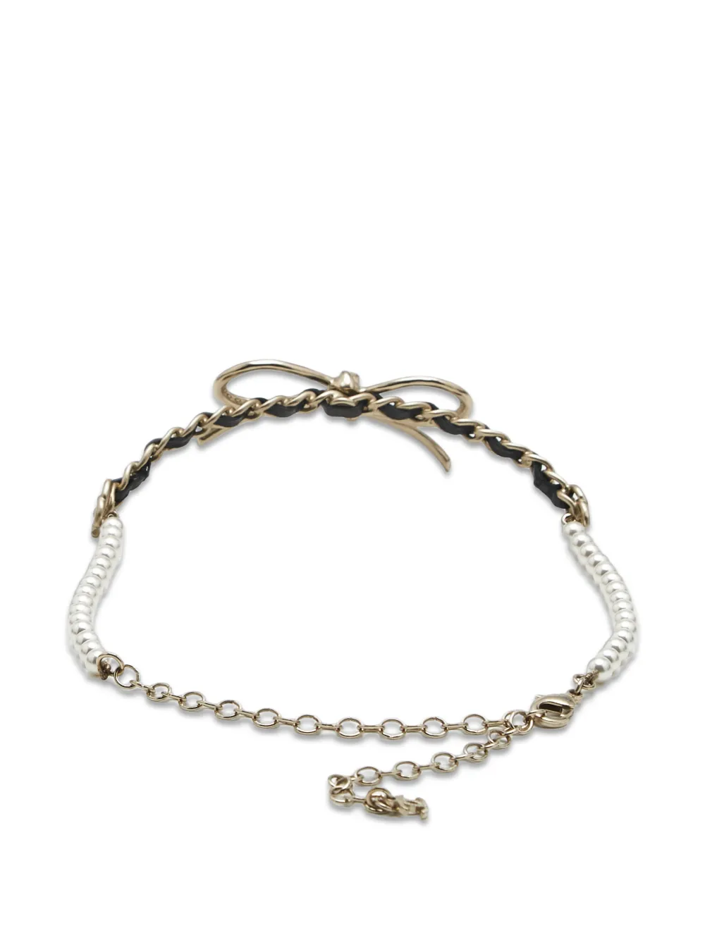 Pre-owned Chanel Bow-detail Necklace In Gold
