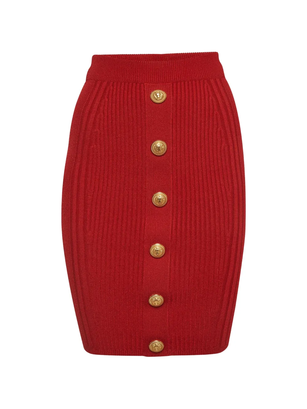 Balmain Pre-Owned rib-knit pencil mini skirt - Rot