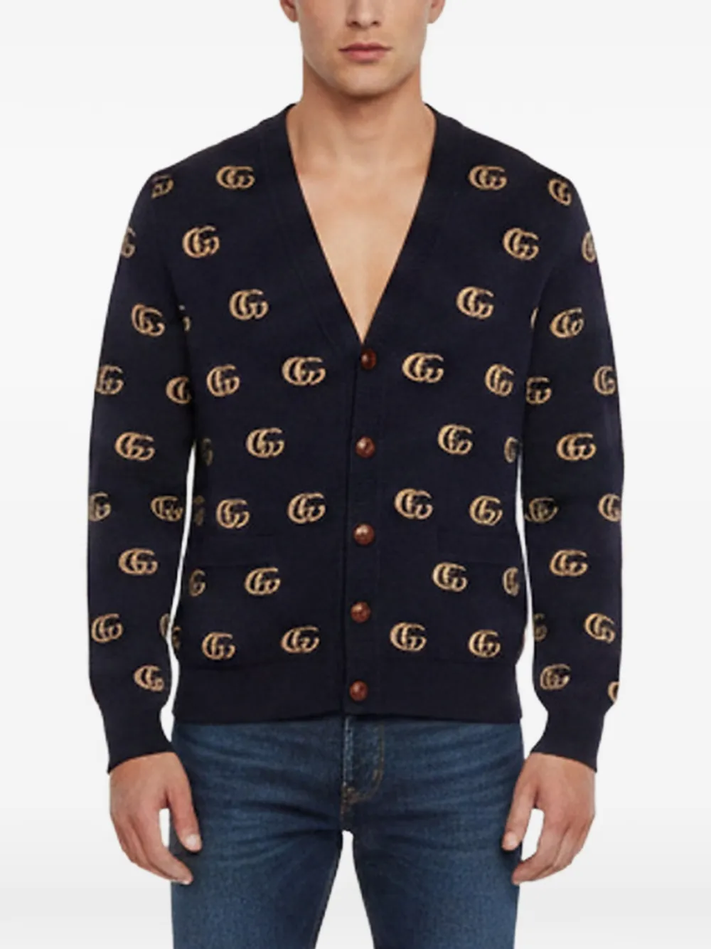 Gucci Pre-Owned Cardigan mit GG - Blau