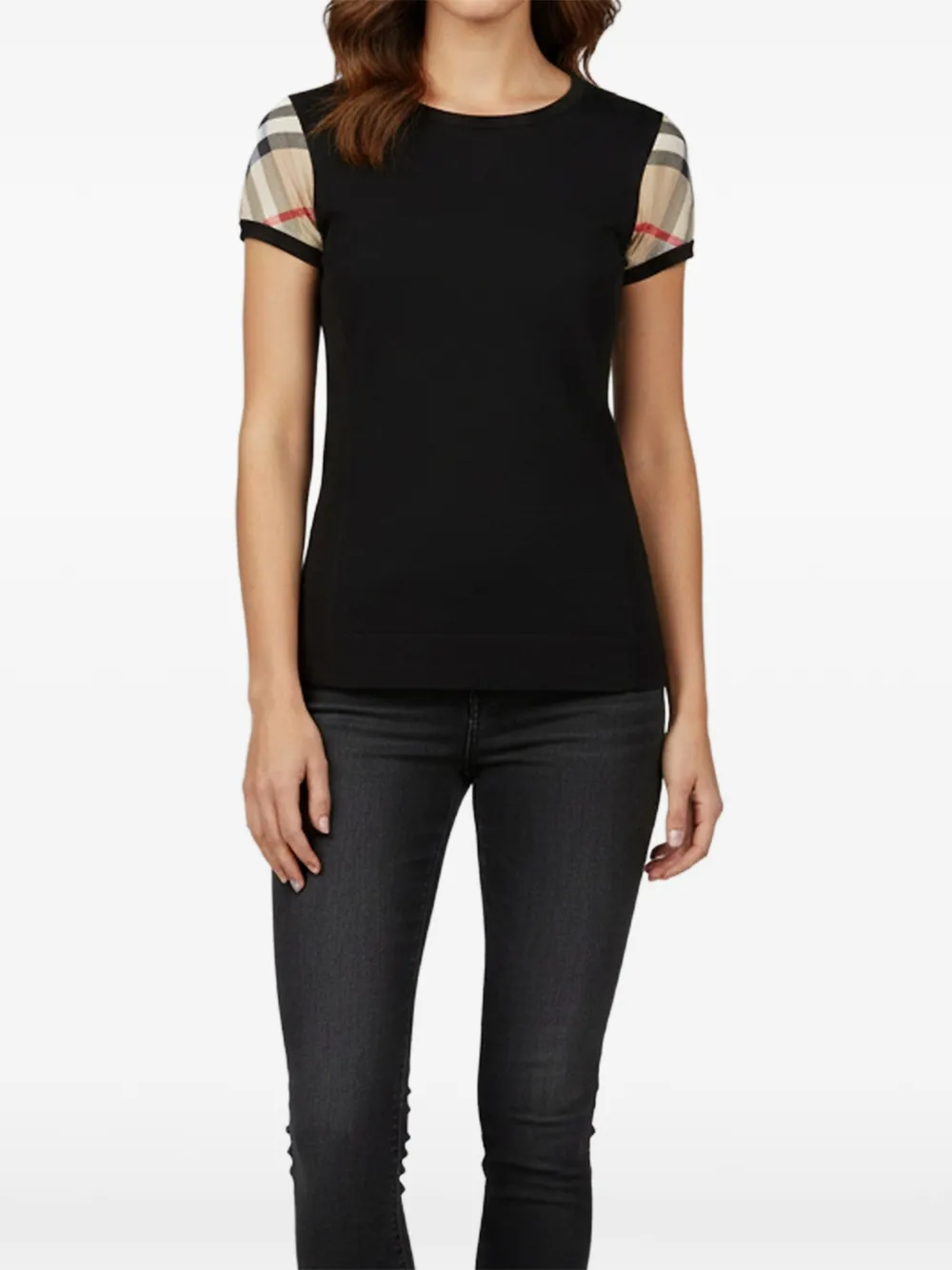 Burberry Pre-Owned check-panel T-shirt - Schwarz