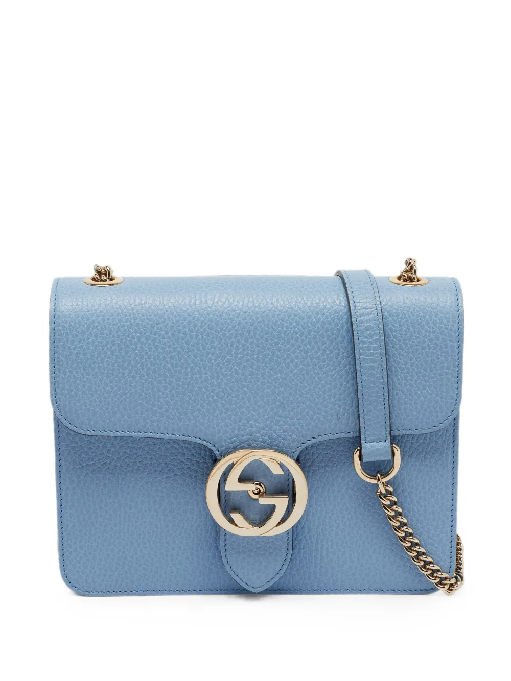 Pre-owned Gucci Small Dollar Interlocking G Shoulder Bag In Blue