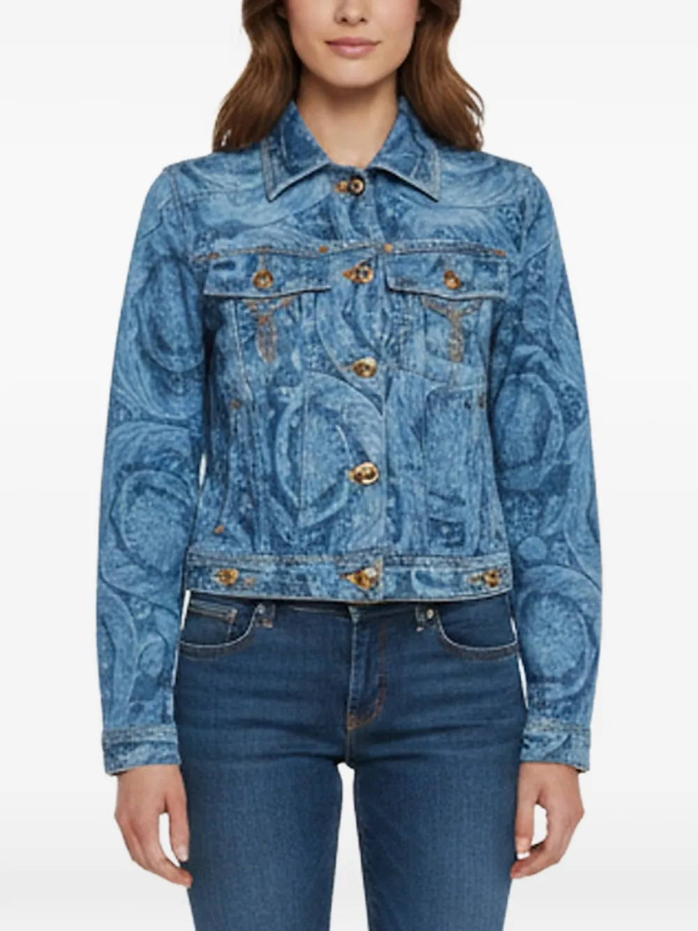 Versace Pre-Owned printed Medusa denim jacket - Blau