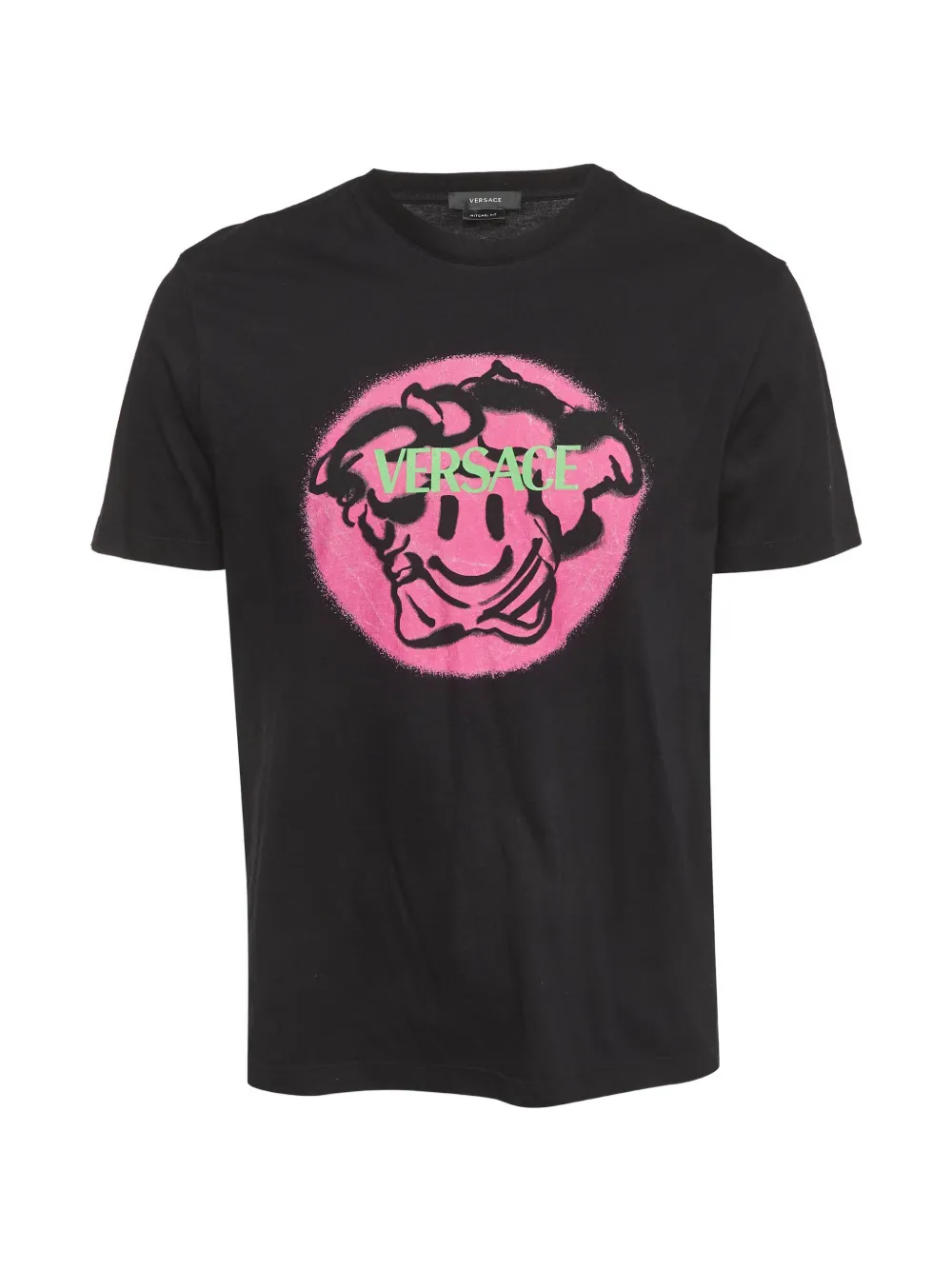 Pre-owned Versace Medusa Smiley-print T-shirt In Black