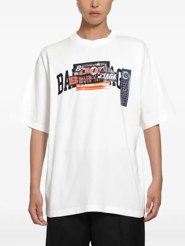 Balenciaga Bumper Stickers Medium Fit T-shirt in White