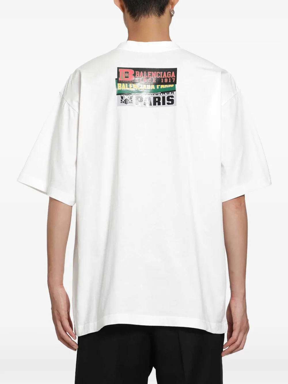 Balenciaga Bumper Stickers Medium Fit T-shirt in White, view 3
