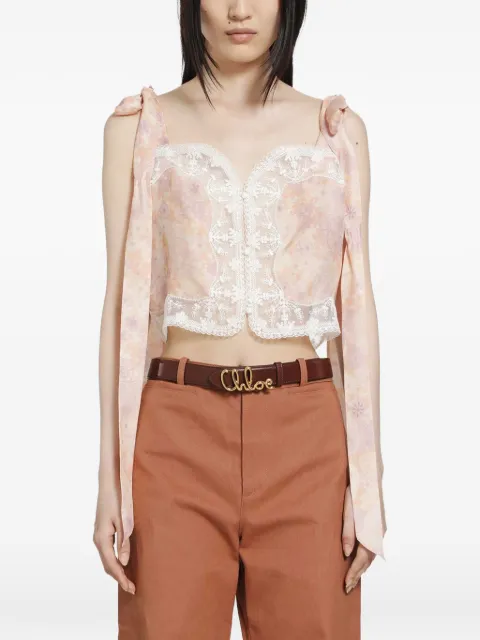 Chloé top con estampado floral y ribete de encaje