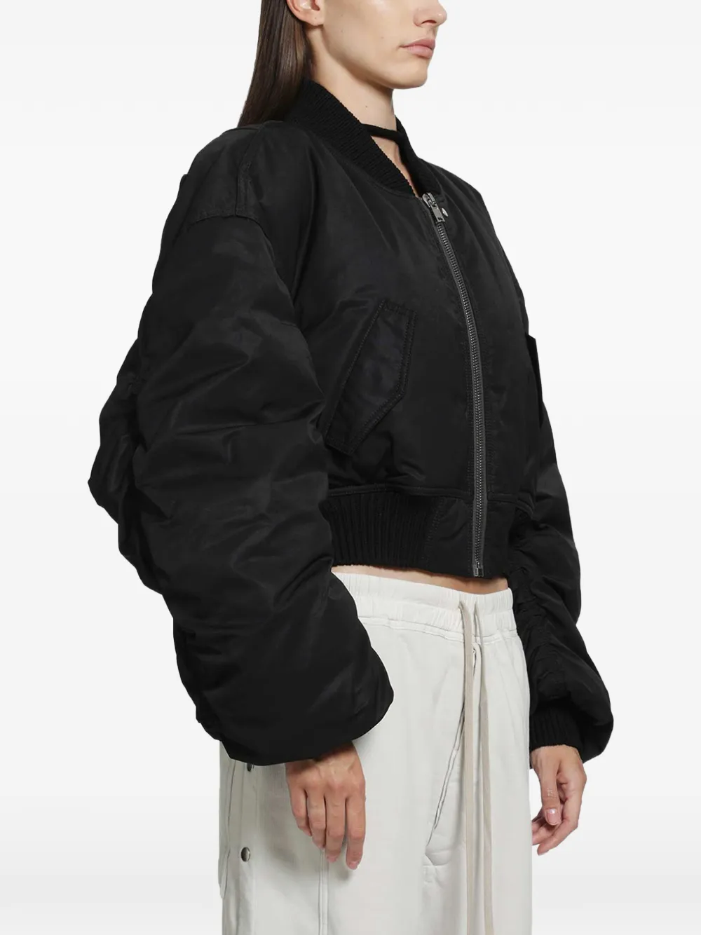 Rick Owens Secchia cropped bomberjack Zwart