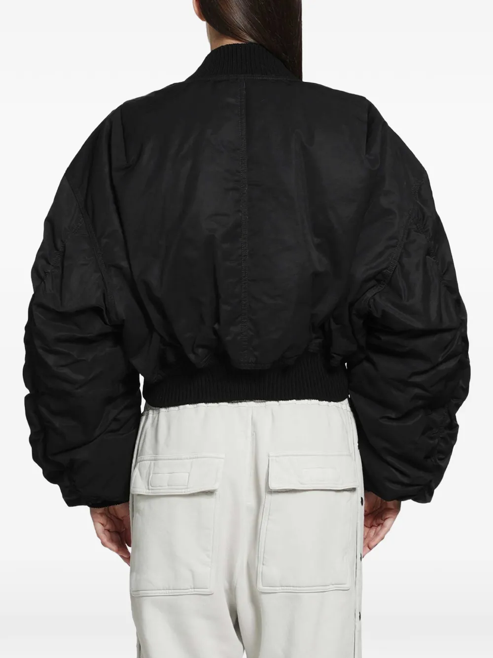 Rick Owens Secchia cropped bomberjack Zwart