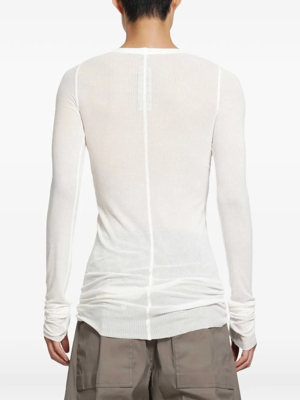 Rick Owens Tower geribbeld T-shirt met lange mouwen Wit