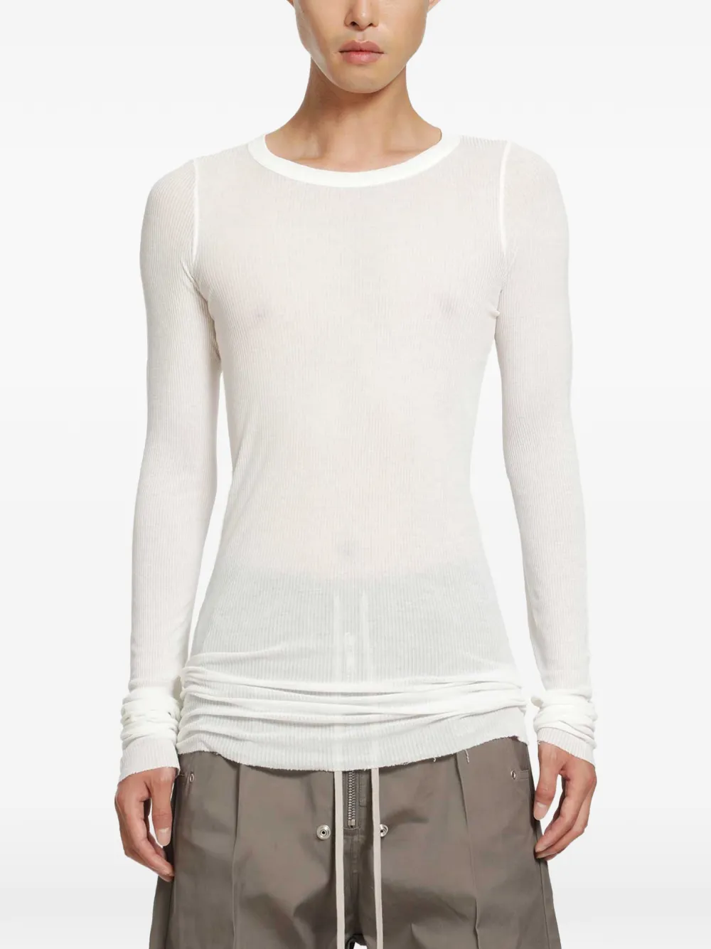 Rick Owens Tower ribbed long-sleeve T-shirt - Bianco