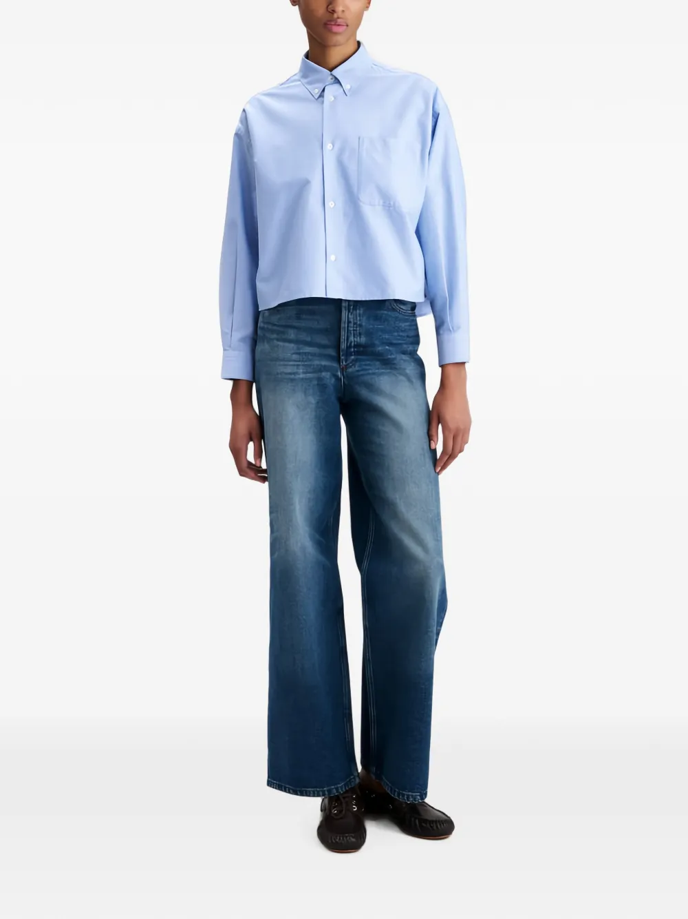 A.P.C. Cropped blouse met knopen Blauw