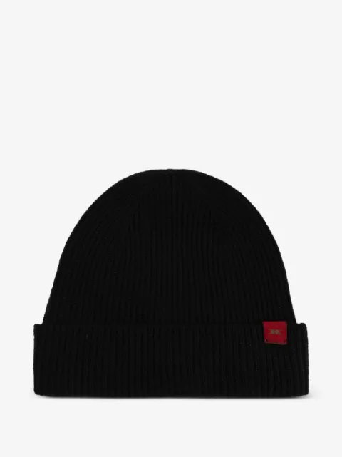 Kiton ribbed-knit logo-patch beanie hat