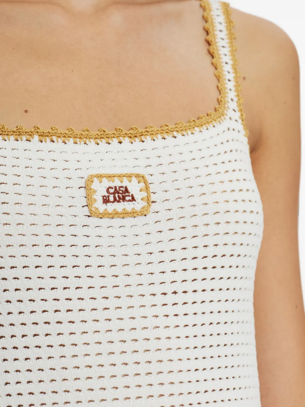 Casablanca Gehaakte mini-jurk met logo-patch Wit