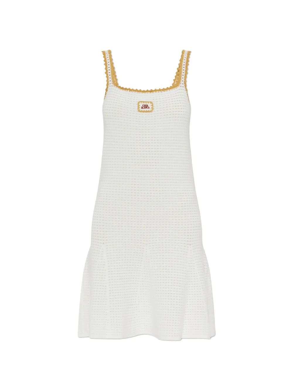 Casablanca crochet-knit logo-patch mini dress - White