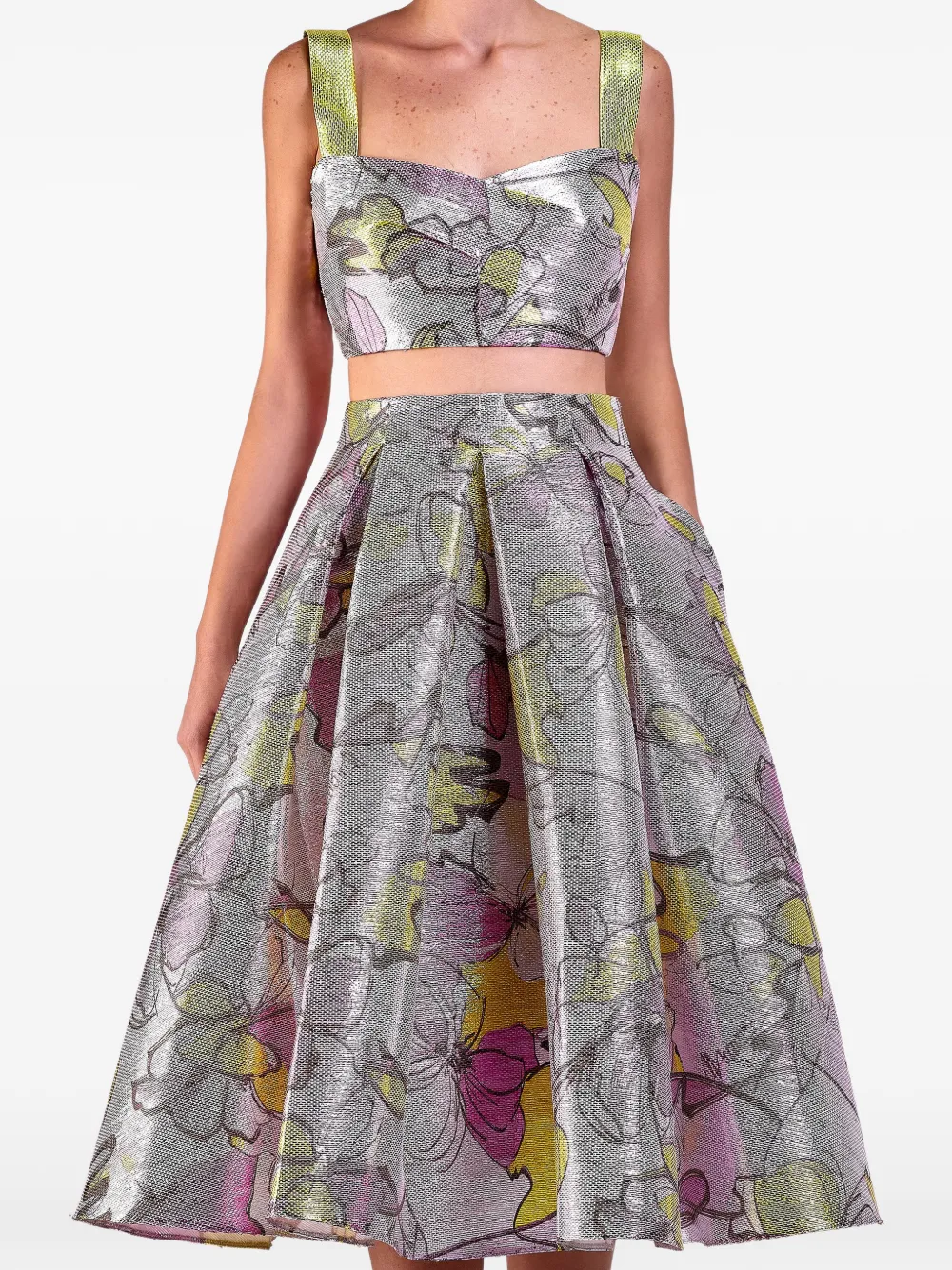 Gemy Maalouf Top met bloemenprint Zilver