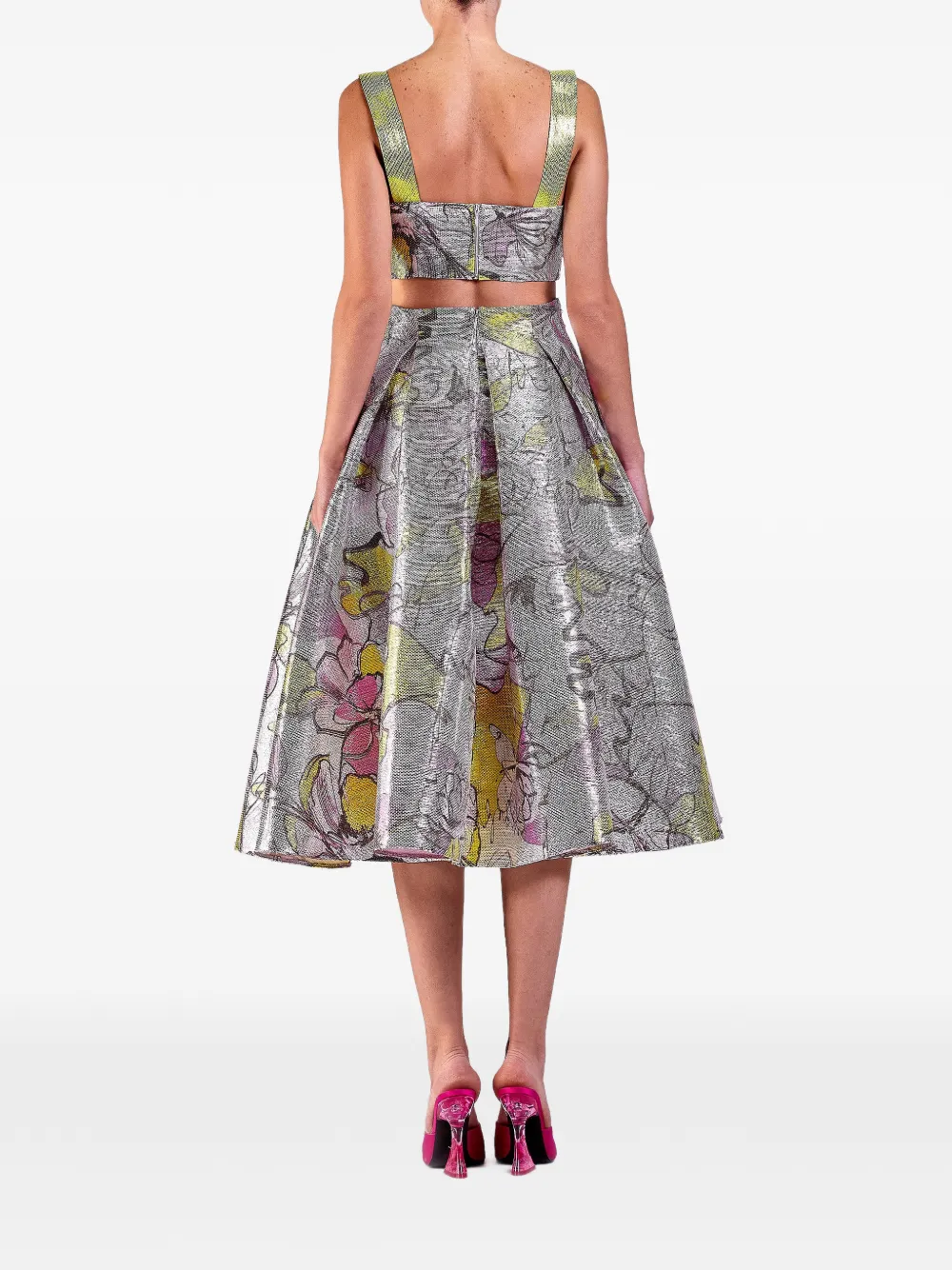 Gemy Maalouf Top met bloemenprint Zilver